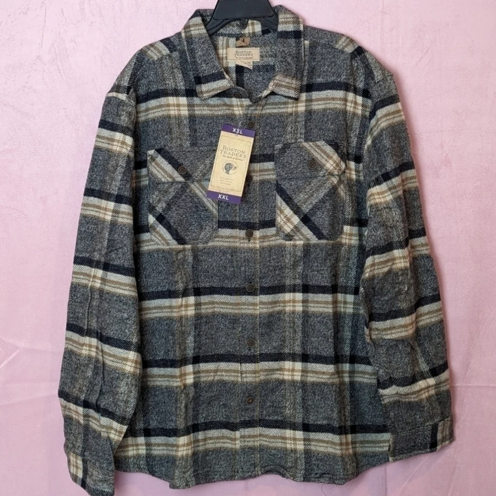 Boston Traders Maple Plaid Shacket Button Up Shirt Jacket size XXL
